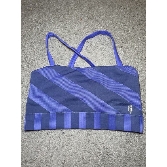Free People Other - Free People Movement Size M/L Sports Bra Criss Cross Purple Stripe Women's Sport